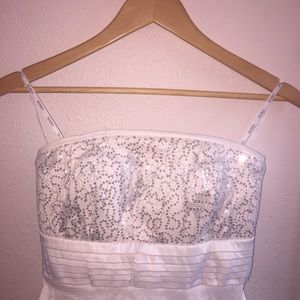 white sparkly short prom homecoming formal dress